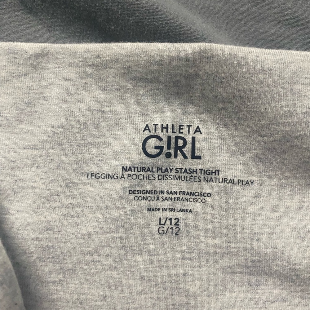Athleta Girl Black and  Heather Gray Leggings high rise L/12 - Picture 10 of 11